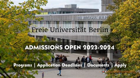 Freie Universit T Berlin Programs Application Deadlines Documents