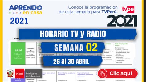 Horario TV PERU Y RADIO NACIONAL SEMANA 02 2021 Ministerio De