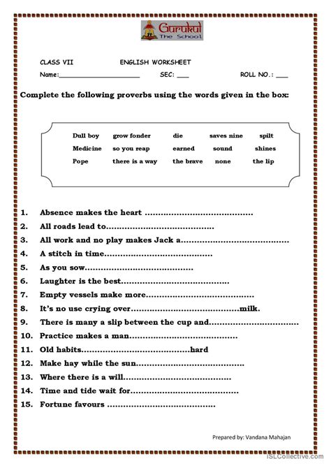 IDIOMS & PROVERBS Worksheet general…: English ESL worksheets pdf & doc