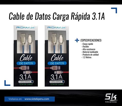 Cable De Datos Carga Rapida Romax V Sistek Peru