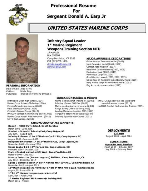 Usmc Resume Template