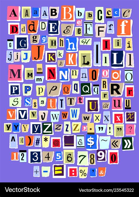 Alphabet Collage Abc Alphabetical Font Royalty Free Vector