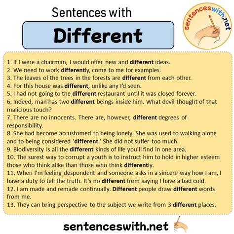 Sentences with Different, Sentences about Different in English - SentencesWith.Net