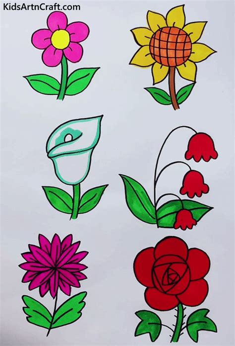 Colorful Drawings of Flowers, Plants & More | Flower drawing, Flower ...