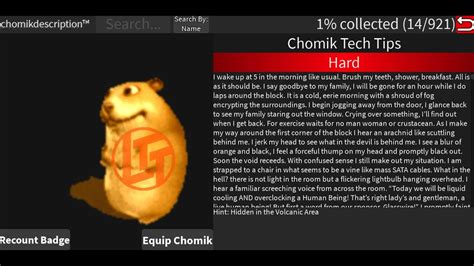 How To Find Chomik Tech Tips Roblox Find The Chomiks Youtube