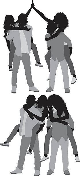 Man Carrying Woman Shoulders Silhouette Illustrations Royalty Free