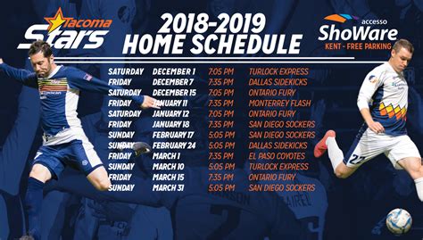 TACOMA STARS ANNOUNCE 2018-19 SCHEDULE - Tacoma Stars