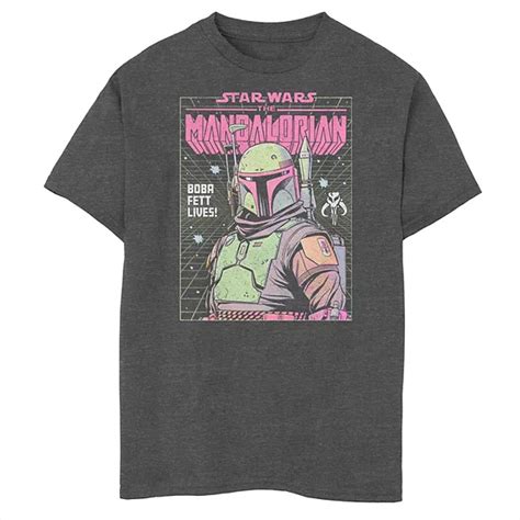 Boys 8 20 Star Wars The Mandalorian Neon Fett Comic Graphic Tee