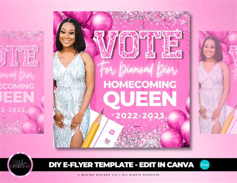 Vote Homecoming Queen Flyer Homecoming Flyer Class Flyer Etsy