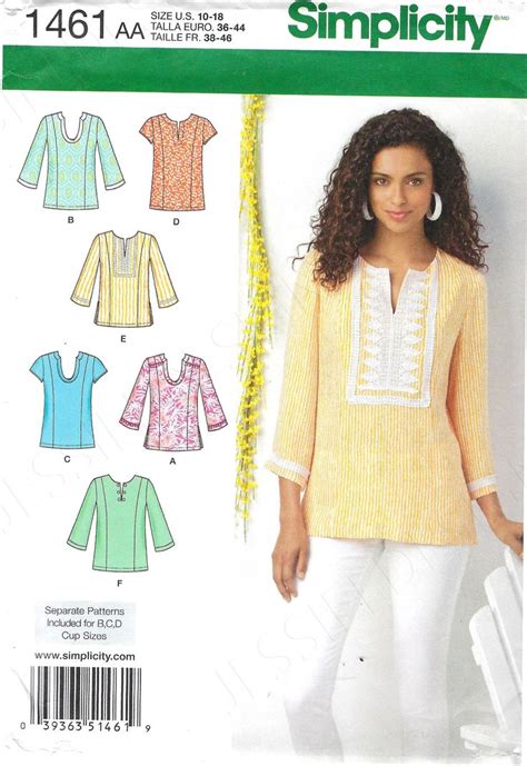 Uncut Simplicity Sewing Pattern 1461 Sewing Pattern Misses Tunic With