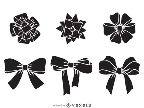 Christmas Bow Silhouette Set Vector Download