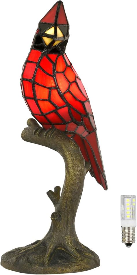 Homebeauty Cardinal Tiffany Style Accent Table Lamp In Height 14 5 Overall Handmade Stained