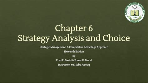 Chapter Strategy Analysis And Choice Chapter Strategy Analysis