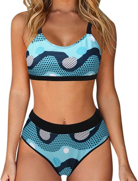 TUDUZ Bikini Set Damen Two Piece Swimsuit Fitness Sportliche