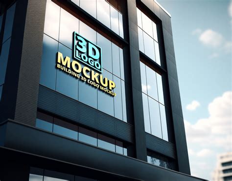 3D LOGO MOCKUP ON BUILDING GLASS 22650073 PSD