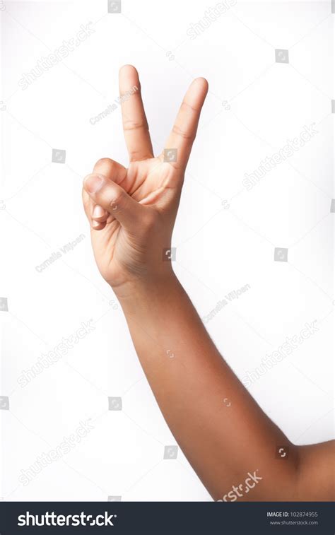 Right Hand Gesture Peace Sign Stock Photo 102874955 : Shutterstock