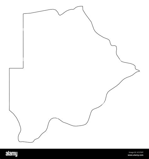 Botswana Solid Black Outline Border Map Of Country Area Simple Flat