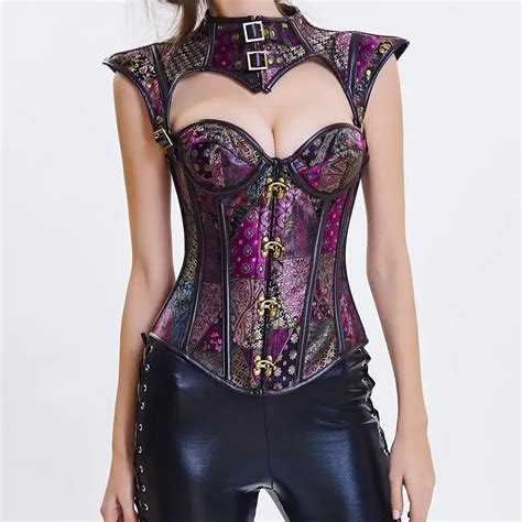 Purple Corsets And Bustiers Sexy Corset Plus Size Steampunk Clothing