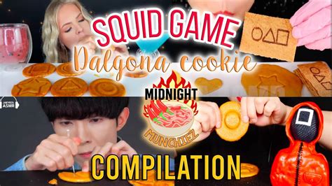 Squid Games Dalgona Cookie Challenge Asmr Mukbang Honeycomb Youtube