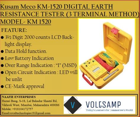 Kusam Meco Km 1520 Digital Earth Resistance Tester 3 Terminal Method