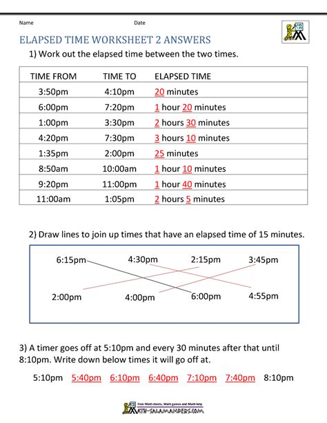 Free Printable Elapsed Time Worksheets