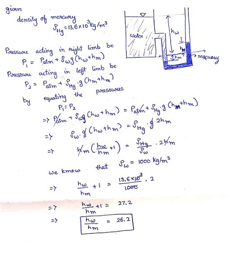 Solved A Mercury Manometer Is Connected To A Large Reservoir Of