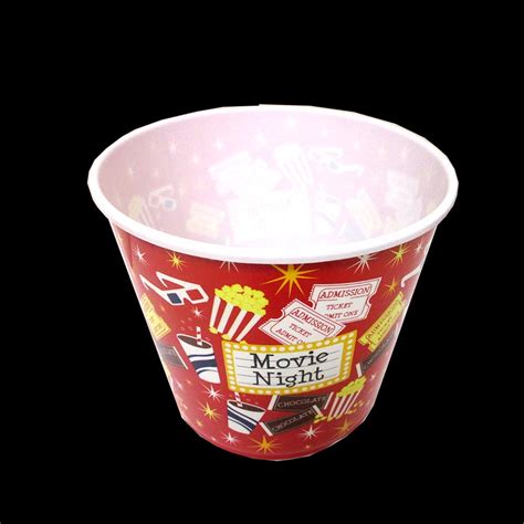 Popcorn Bowl Bucket Retro Style Reusable Plastic Container Movie Theater 8 Tall