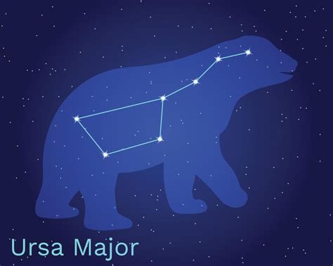 The Constellation Ursa Major Star In The Night Sky Vector Illustration