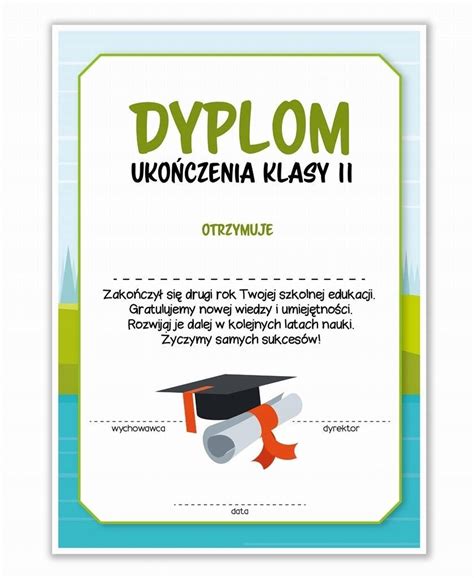 DYPLOM A4 UKOŃCZENIA KLASY DRUGIEJ 30SZT LEARNHOW 12384971550