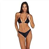 Amazon Volcom Women S Standard Stripe Search Hi Leg Cut Bikini Bottom Clothing Shoes
