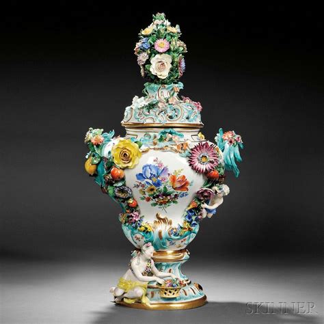 Meissen Porcelain Figural Potpourri Vase And Cover Germany 20th