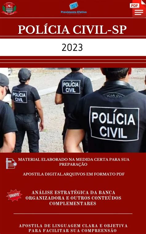 Provimento Efetivo Concursos Apostila Polícia Civil SP INVESTIGADOR 2023