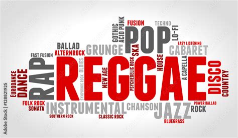 Reggae Word Cloud Type Font Gradient Grey Background Music Concept