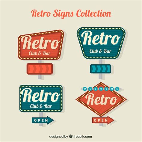 Download Vector - 4 vintage signs - Vectorpicker