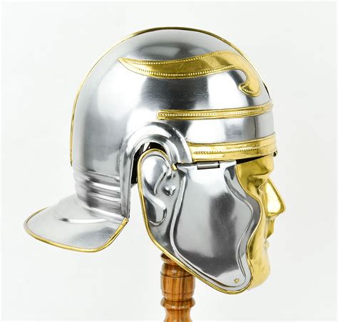 Roman Cavalry Helmet With Brass Mask 18 Gauge