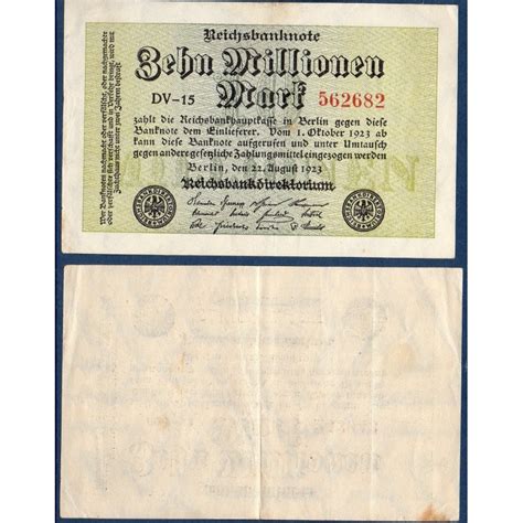 Allemagne Pick N106a Billet De Banque De 10 Millions De Mark 1923