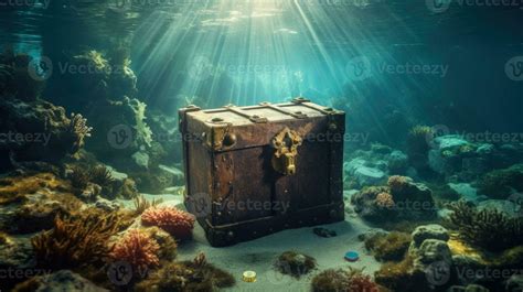 Treasure chest underwater in ocean. Generative Ai 28250595 Stock Photo ...