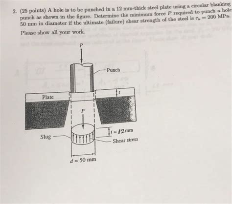 Solved A Hole Is To Be Punched In A 12 Mm Thick Steel Plate Chegg