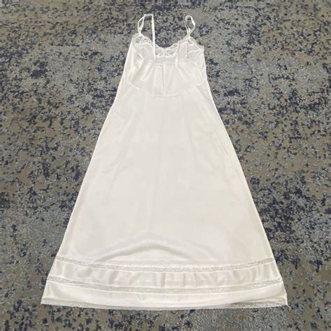 Vintage Adonna Jcpenney Long Nylon White Slip Nightgo… Gem