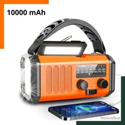 Radio d urgence à manivelle Chargeur solaire 10000 mAh Etanche