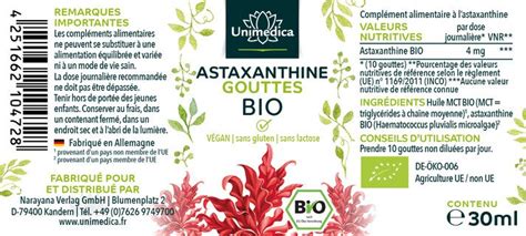 Gouttes d astaxanthine BIO 4 mg par dose journalière 30 ml par