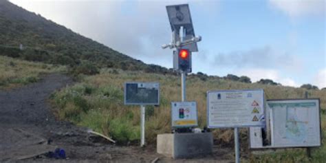 Vulcano Cratere Vietato Per Il Forte Vento Agli Escursionisti