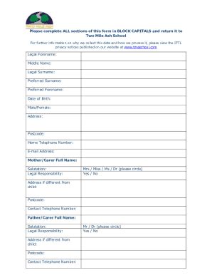 Fillable Online Please Complete All Sections Of This Form In Block