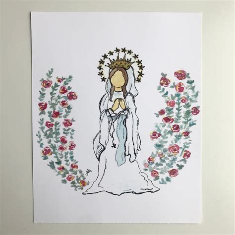 Inx In Aquarelle Marie Notre Dame De Lourdes Imprimer Etsy