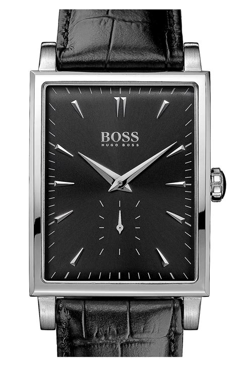 Boss Hugo Boss Rectangular Leather Strap Watch 31mm X 39mm Nordstrom