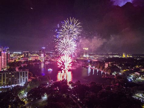 July 4th Fireworks at Lake Eola. Orlando, Florida