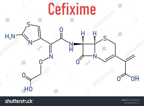 Skeletal Formula Cefixime Antibiotic Drug Molecule Stock Vector