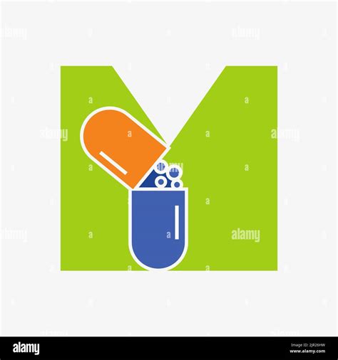 Letter M Medicine Tablet Logo Concept For Healthcare Logo Sign Vector