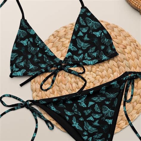 Moth Bikini Insect Swimwear Dark Academia Swimsuit Moth Eclipse Two Piece Moth Graphic Bikini