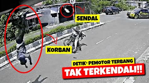 Hindari Polisi Pemotor Lawan Arah Ini Tabrak Trotoar Hingga Mental